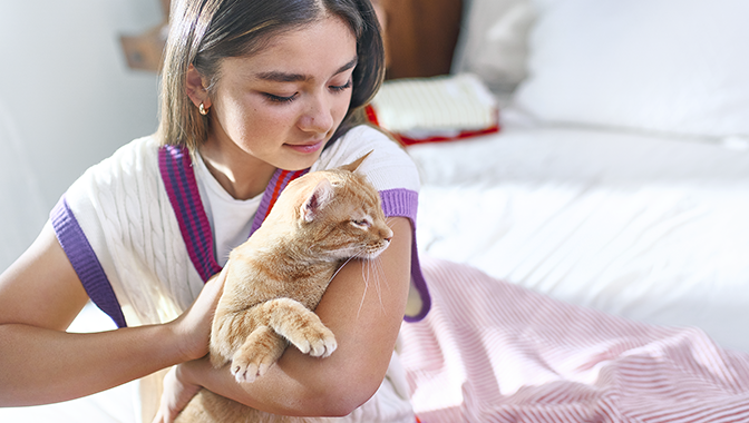 Girl with a cat